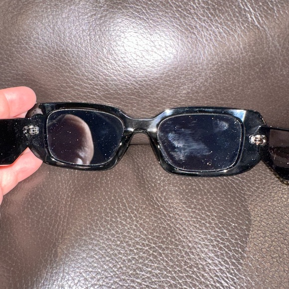 Prada PR 17WS Glossy Black Rectangular Sunglasses - Picture 4 of 6